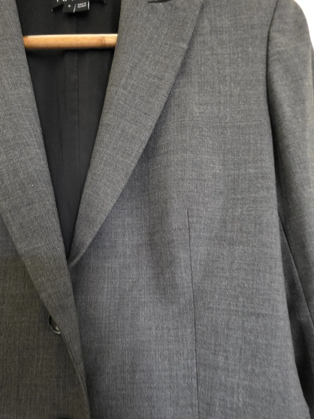 Theory Charcoal Gray Wool blend Two-button Women Blazer Tailored Corporate Chic